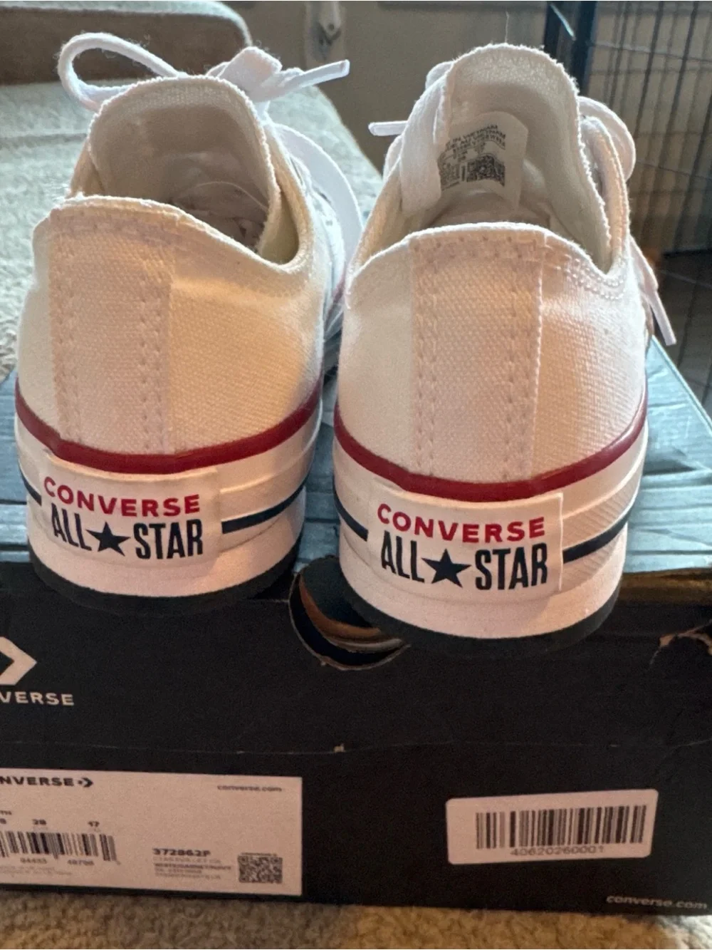 Converse White Low-Top Canvas Sneakers with Red Accent